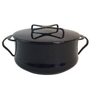 Dansk Kobenstyle Black Enamel 2 Quart Casserole Pot w/Trivet Lid France